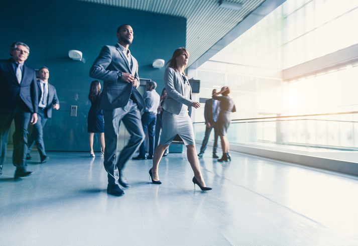 Walking business people
