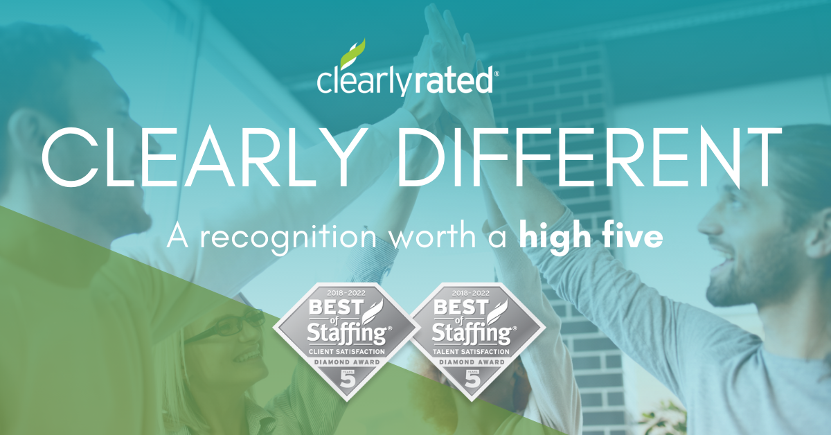 2022 ClearlyRated Best of Staffing Client and Talent 5 Year Diamond Awards