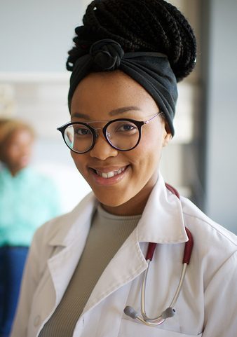 A female doctor smiling